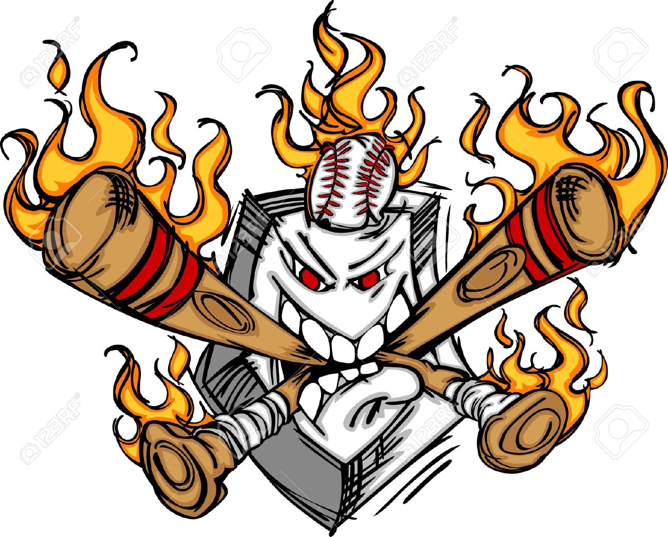 1300x1046 Flaming Softball Clipart