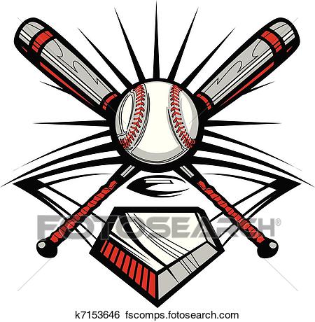 450x460 Clip Art Of Baseball Or Softball Crossed Bats W K7153646