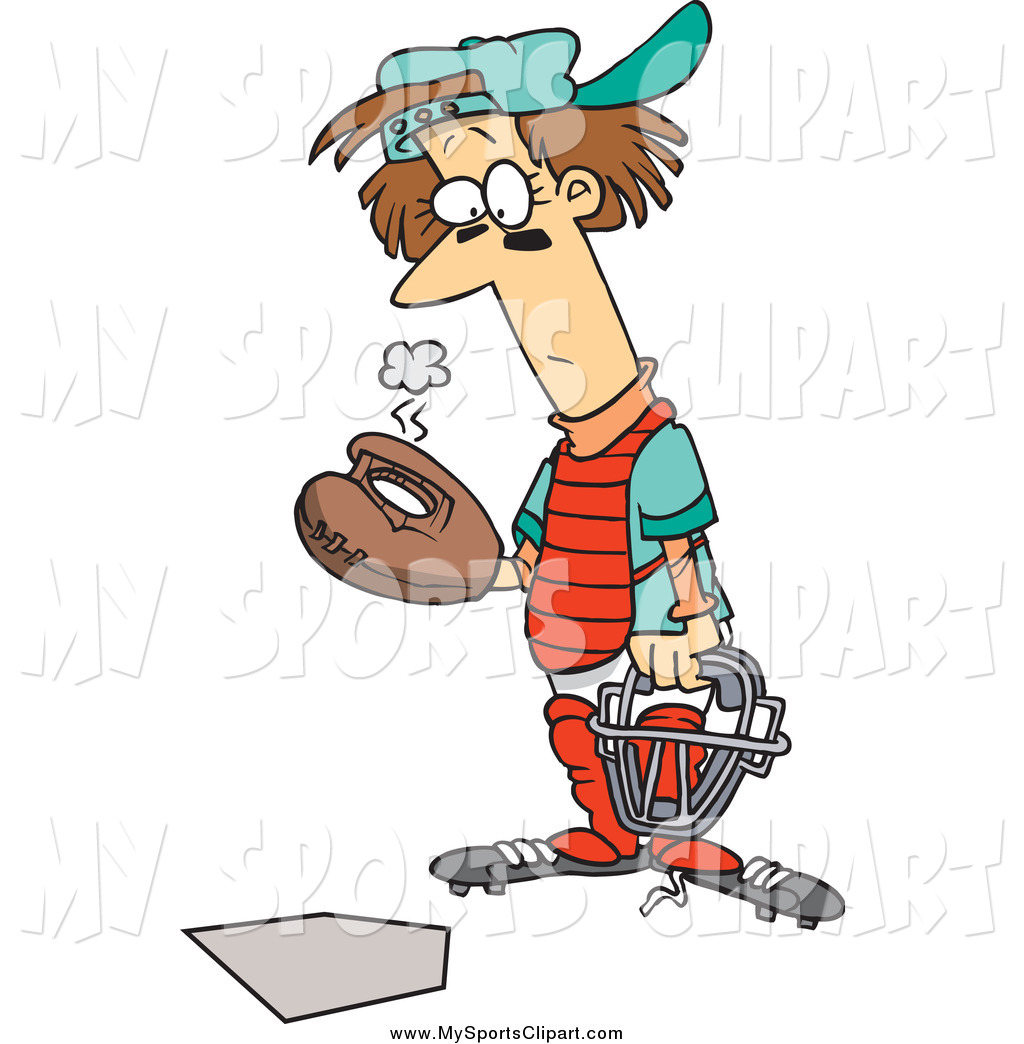 1024x1044 Sports Clip Art Of A Cartoon Baseball Catcher With A Hole In His