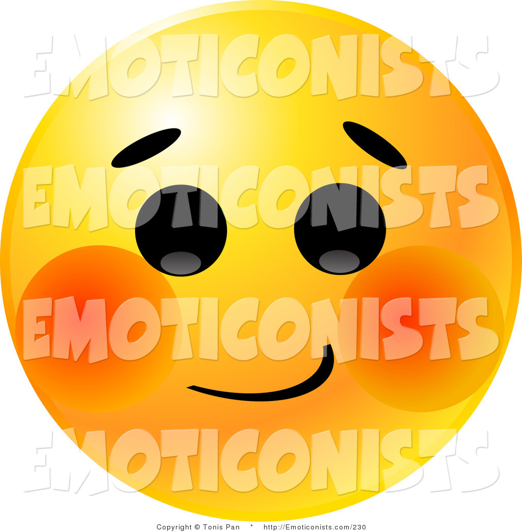 1024x1044 Clip Art Of A Yellow Emoticon Smiley Face With A Bashful