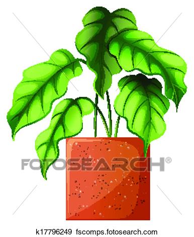 386x470 Clip Art Of A Leafy Green Ornamental Plant K17796249