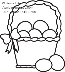 272x300 Coloring Page Of A Basket Of Easter Eggs Royalty Free Clip Art Picture