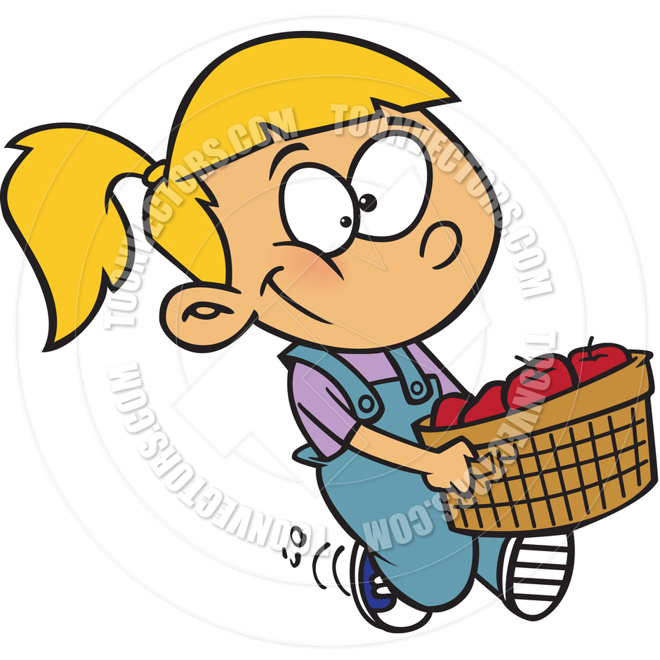 940x940 Cartoon Girl Carrying Basket Of Apples By Ron Leishman Toon