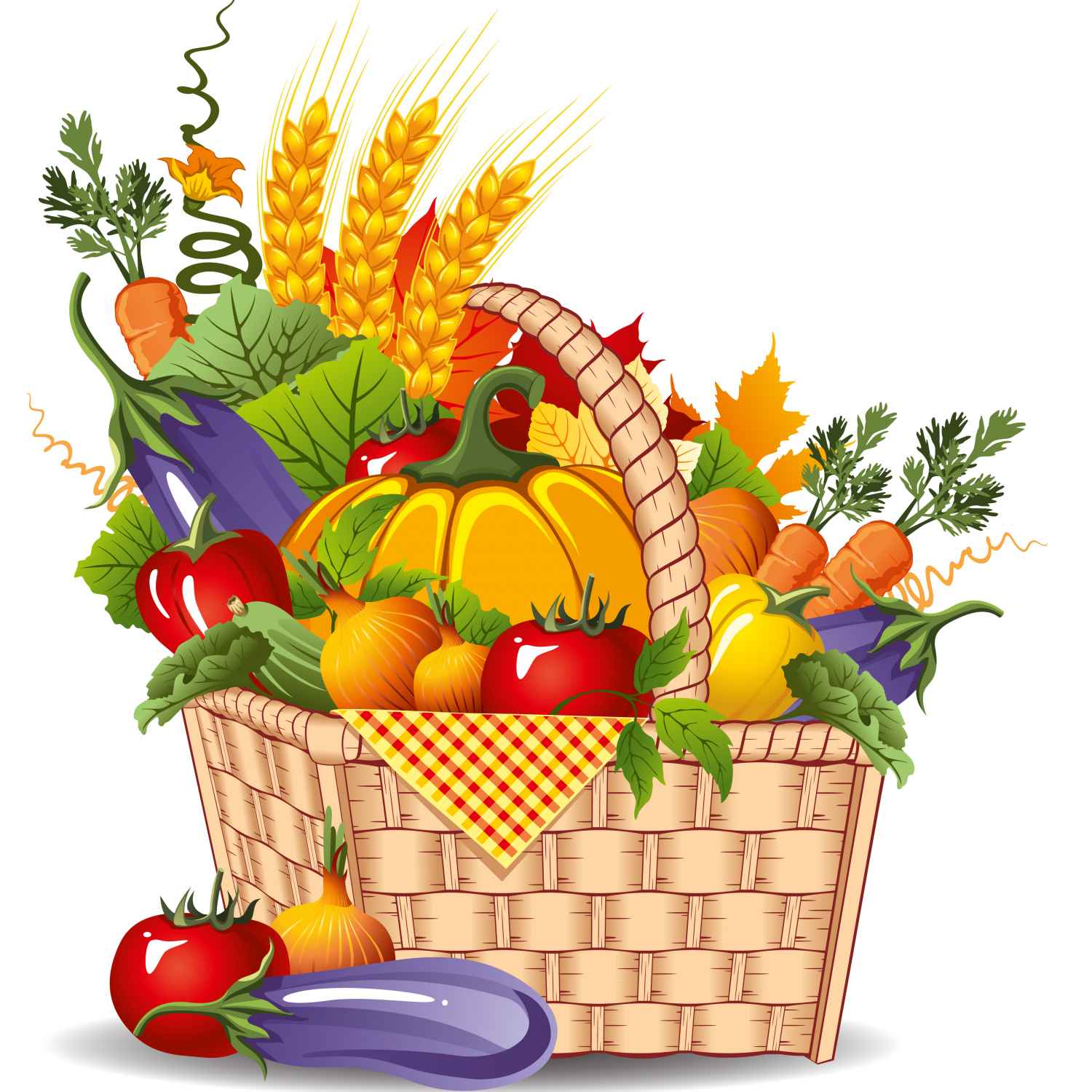 1500x1500 Harvest Basket Clip Art, Vegetable Basket Clip Art