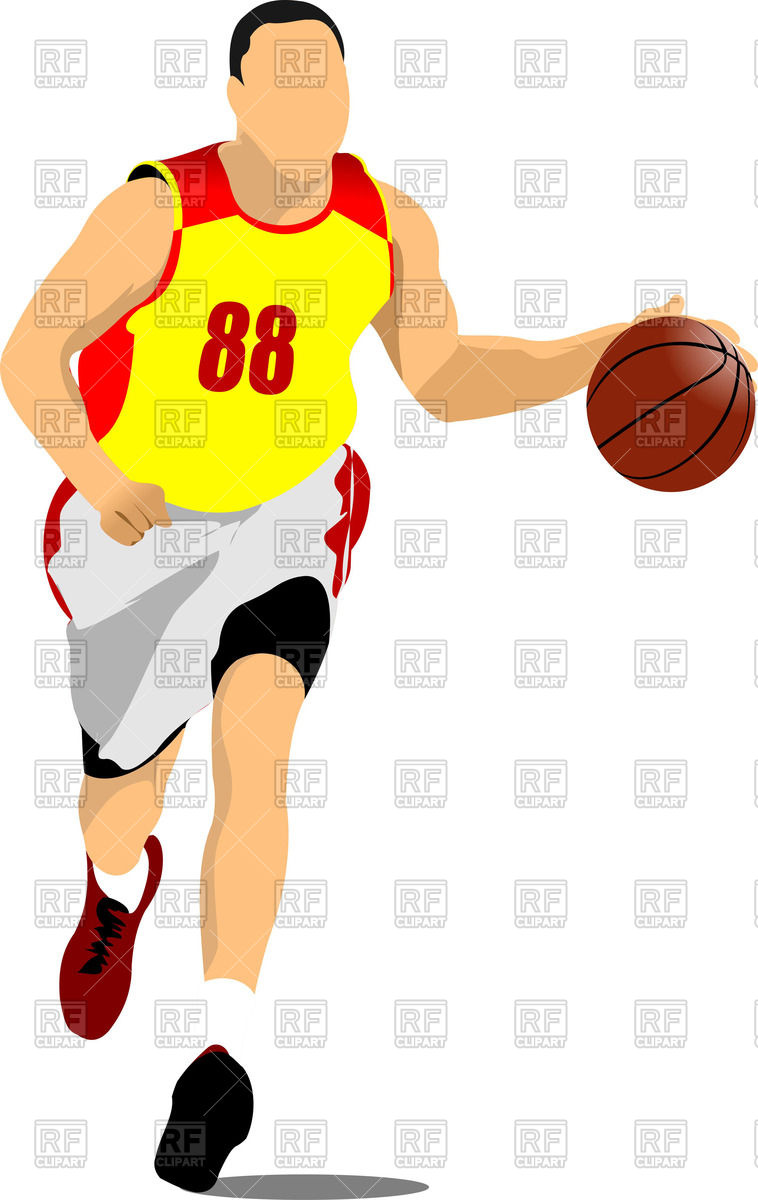 758x1200 Silhouette Of Running Basketball Players With Ball Royalty Free