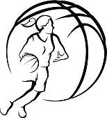 154x170 Clipart Of Basketball Female Drive To Basket K21675341