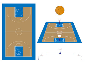 300x225 Basketball Court With Players Practicing Royalty Free Stock Image