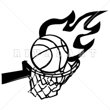 361x361 Sports Clipart Image Of Basketball Hoop Goal Net On Fire Flames