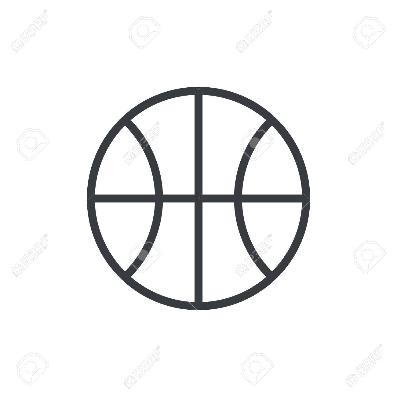 1300x1300 Basketball Ball Outline Icon, Modern Minimal Flat Design Style