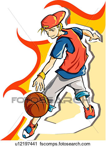 341x470 Clipart Of Young Man Playing Basketball U12197441
