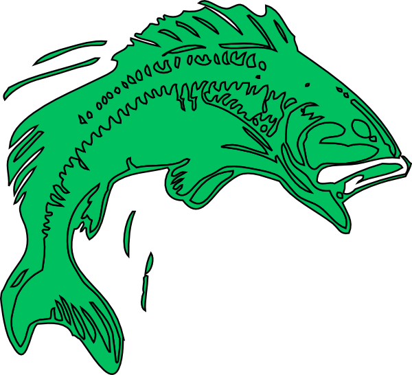 600x546 Bass Fish Green Clip Art