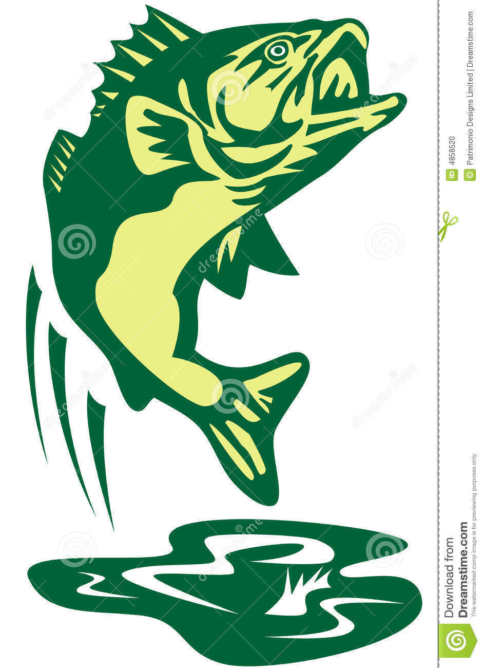 943x1300 Bass Fishing Clipart