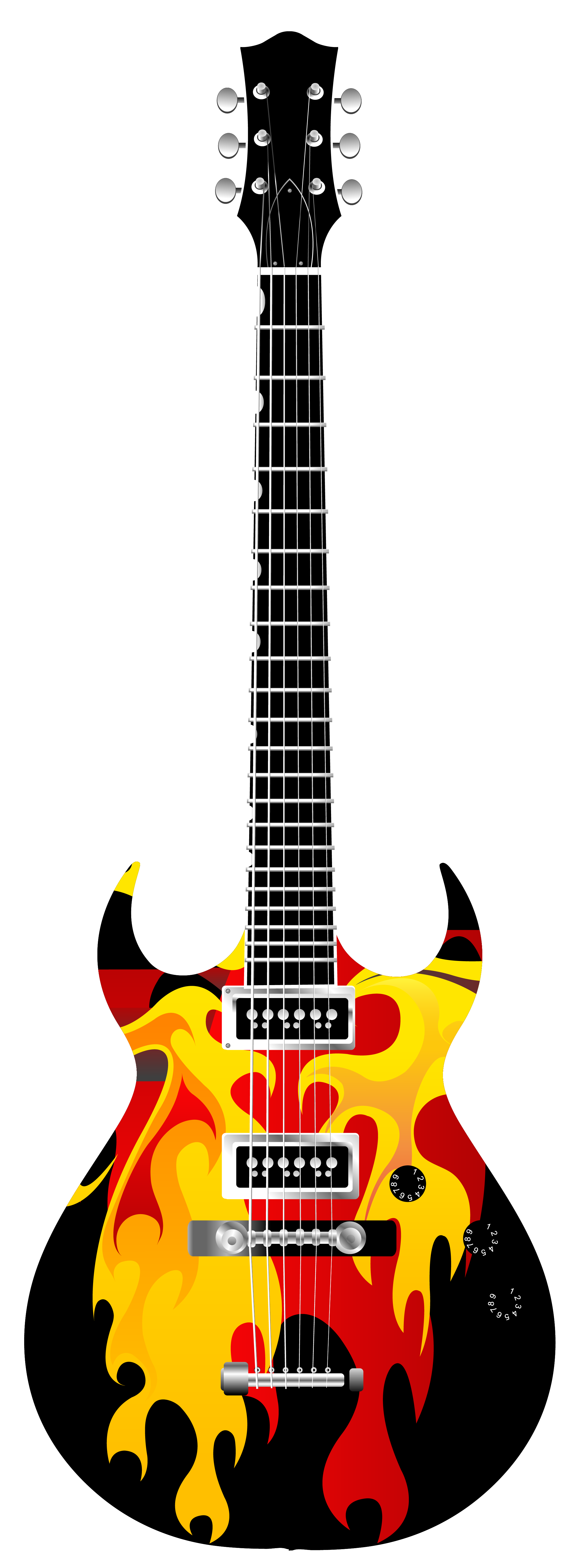 2293x6168 Guitar Clipart On Fire
