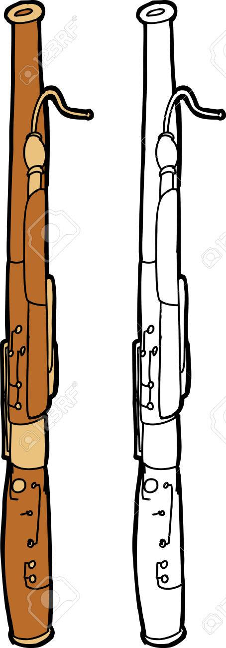 454x1300 Drawing Of Isolated Bassoon Over White Background Royalty Free