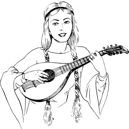 423x425 Woman Playing Lute Clip Art Free Vectors Ui Download