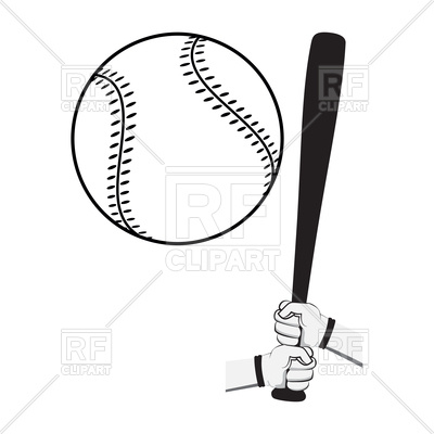 400x400 Hands With Baseball Bat And Big Ball On White Background Royalty