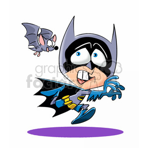 300x300 Royalty Free Cartoon Batman Costume Being Chased By Bat 393304