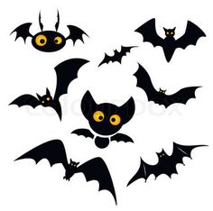 236x234 Set Of Cartoon Halloween Black Bats. Vector Illustration. Bat 1