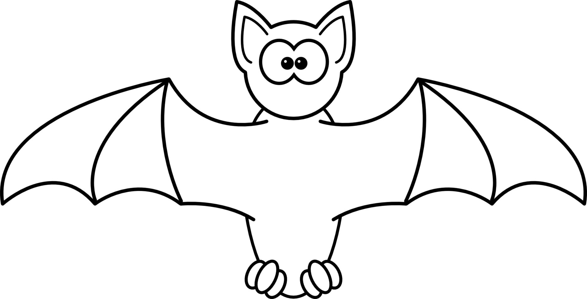 1871x952 Bat Clipart Line Drawing
