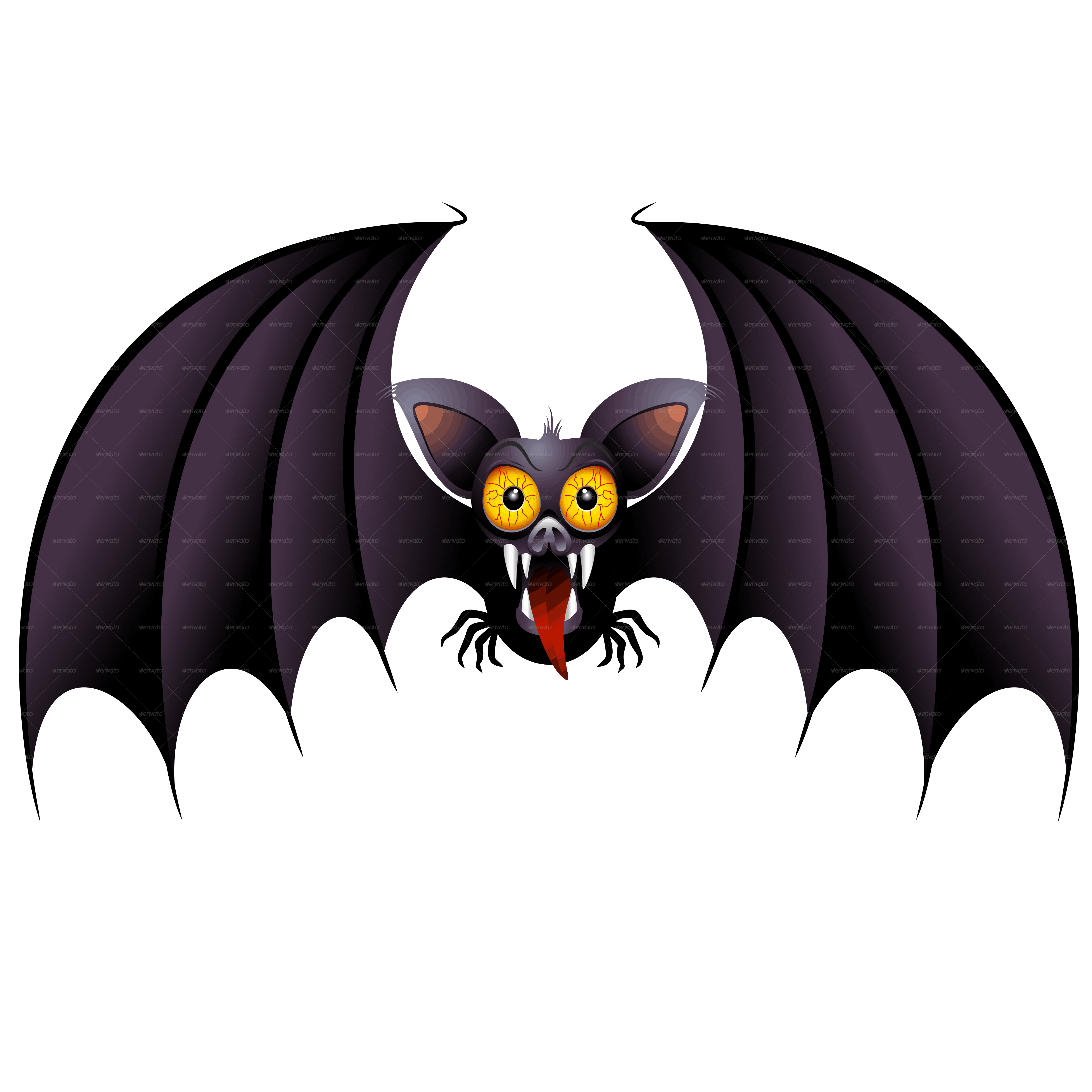5000x5000 Halloween Bat Cartoon And Pumpkin By Bluedarkat Graphicriver