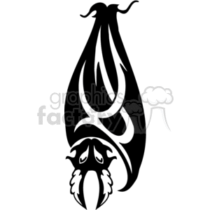 300x300 Royalty Free Black And White Scary Bat Hanging Upside Down