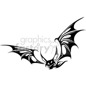 300x300 Royalty Free Black And White Menacing Looking Bat Flying