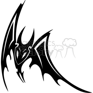 300x300 Royalty Free Black And White Scary Bat, Side Angled, Outstretched