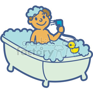 300x300 Royalty Free Boy Taking A Bath Cartoon 397923 Vector Clip Art