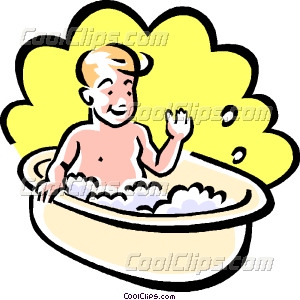 300x300 Boy In Bath Vector Clip Art