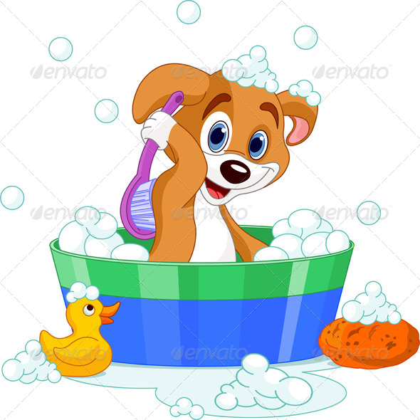 590x590 Dog Having A Bath Clip Art, Template And Sewing Aprons