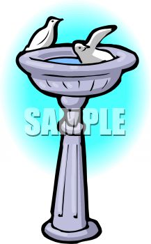 217x350 Picture Of Two Birds In A Bird Bath In A Vector Clip Art