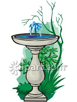 263x350 Royalty Free Clip Art Image Bird Bath With A Bubbling Fountain