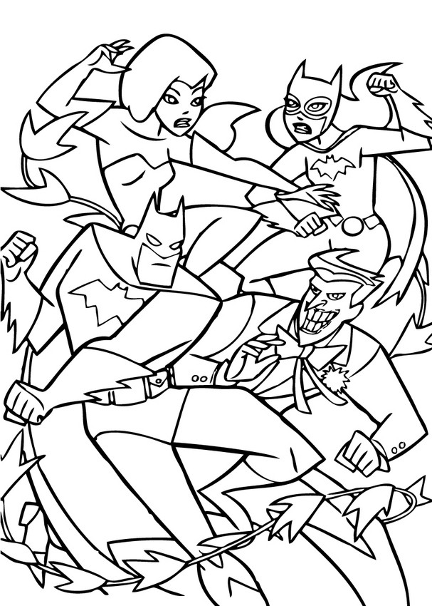 607x850 Batman Fighting With Enemis Coloring Pages