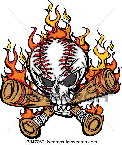 394x470 Clipart Of Softball Baseball Skull And Bats Fl K7347260