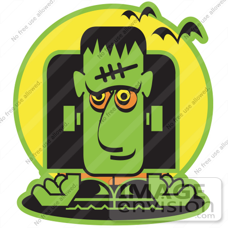 450x450 Royalty Free Cartoon Clip Art Of A Green Frankenstein With Vampire
