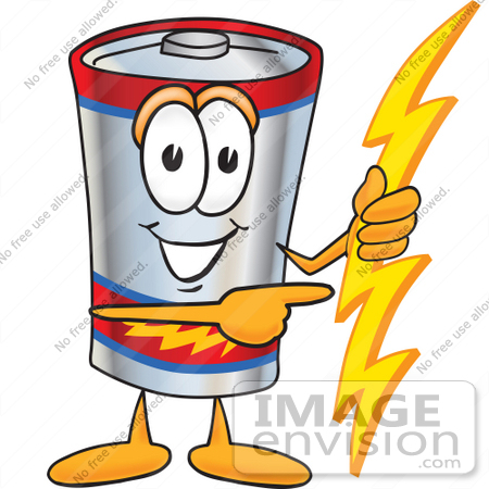 450x450 Clip Art Graphic A Battery Mascot Character Holding A Bolt
