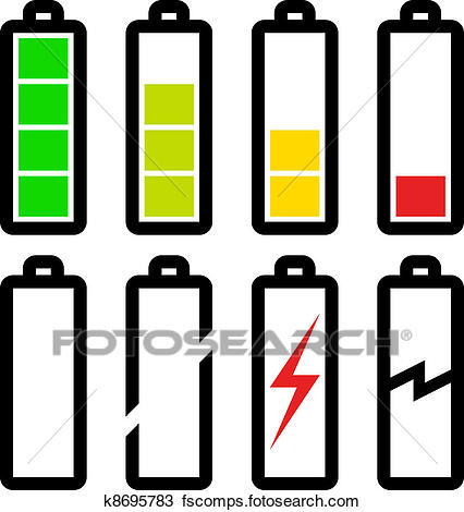 426x470 Clipart Of Vector Symbols Of Battery Level K8695783