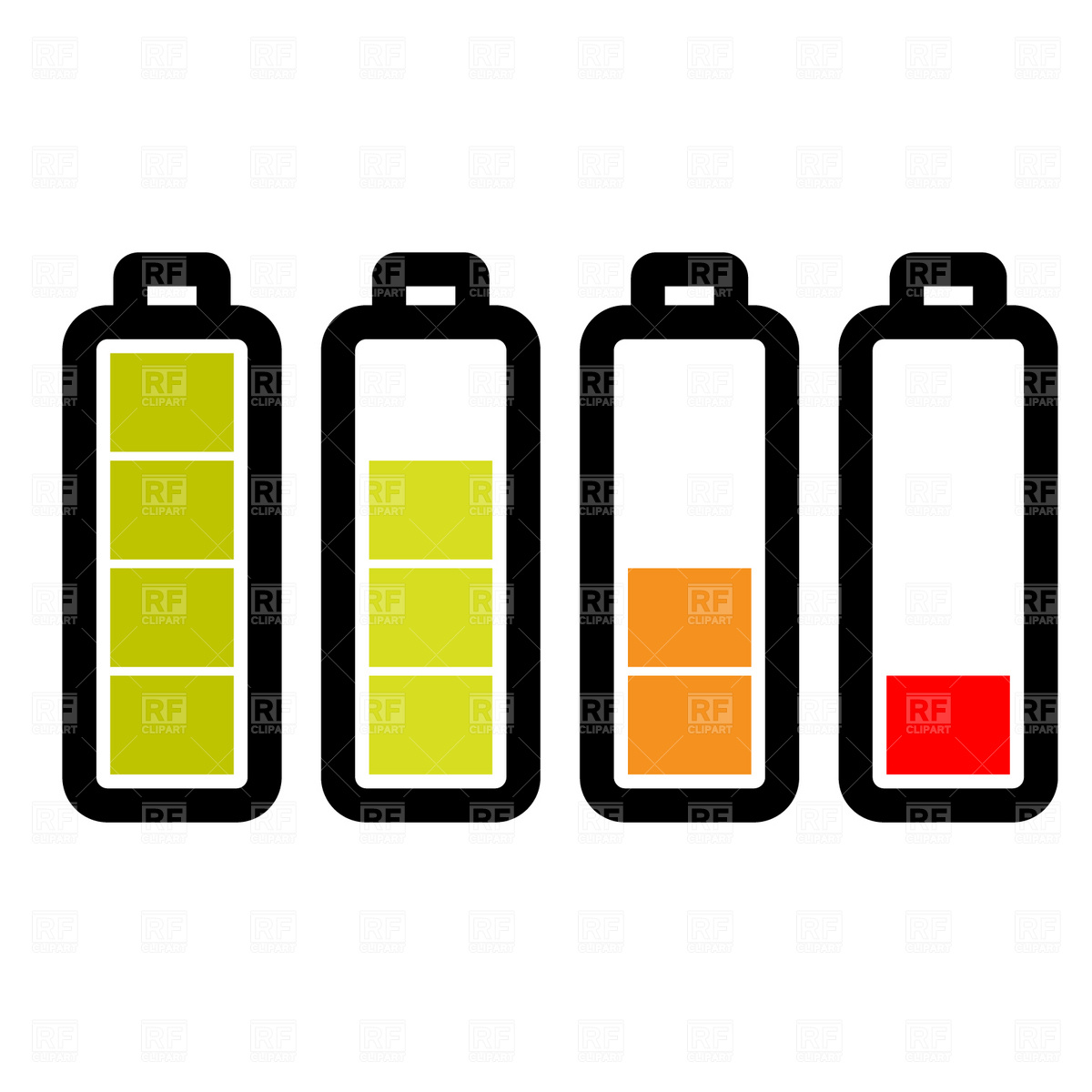 1200x1200 Level Of The Battery Charge Icons Royalty Free Vector Clip Art