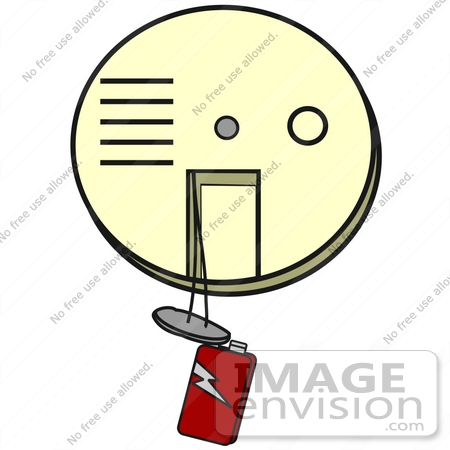 450x450 Clip Art Graphic Of A Battery Hanging Out Of A Smoke Detector