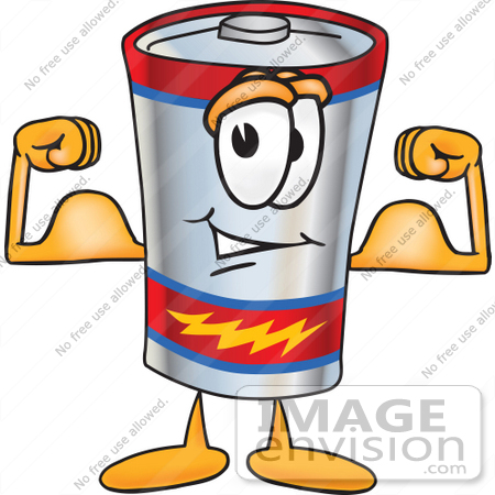 450x450 Clip Art Graphic Of A Battery Mascot Character Flexing His Arm