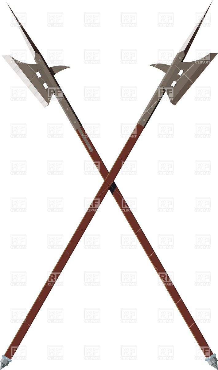 710x1200 Crossed Battle Halberds Royalty Free Vector Clip Art Image
