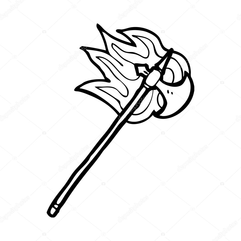 1024x1024 Flaming Battle Axe Stock Vector Lineartestpilot