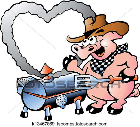 450x409 Clip Art Of Illustration Of An Pig Making Bbq K13467869