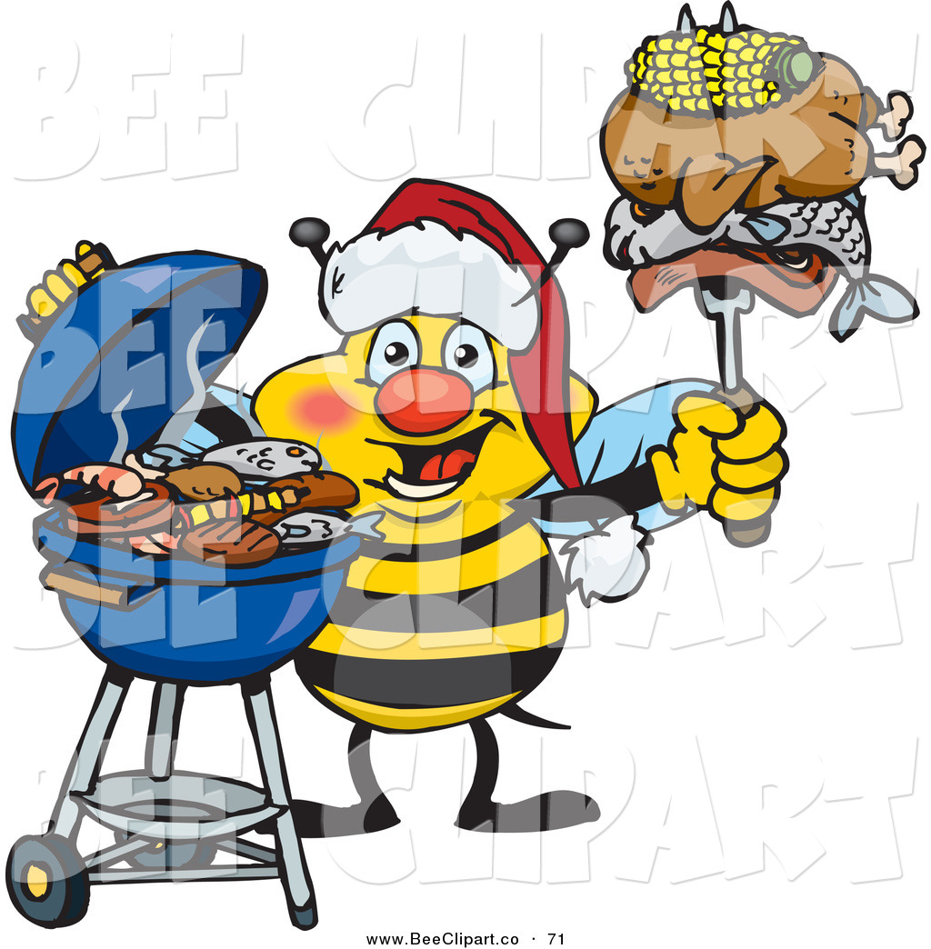 1024x1044 Vector Clip Art Of A Grilling Honey Bee Cook Wearing A Santa Hat