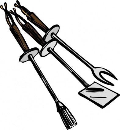 393x425 Bbq Grilling Tools, Vector Image