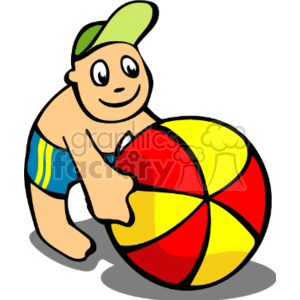 300x300 Royalty Free Little Boy With A Big Beach Ball 158793 Vector Clip