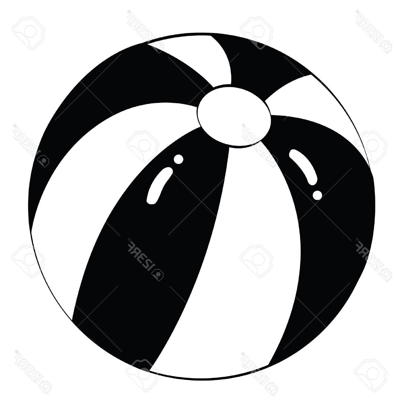 1300x1300 Top Black Outline Vector Beach Ball On White Background Stock Images