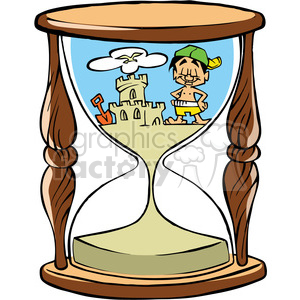 300x300 Royalty Free Cartoon Hourglass With Sand Castle On Beach 387791