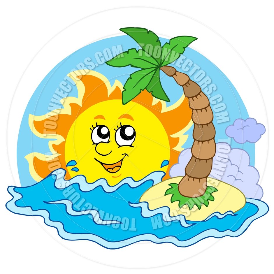 940x940 Cartoon Beach And Sun By Clairev Toon Vectors Eps