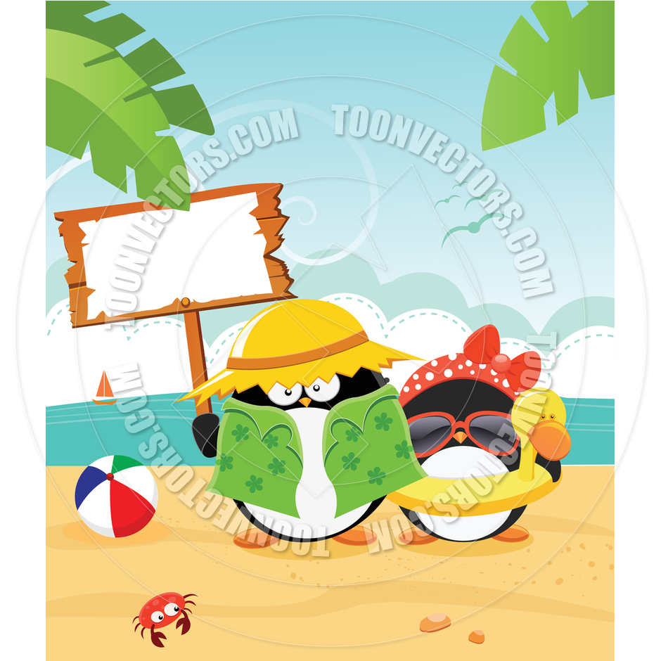 940x940 Cartoon Penguins Beach Message By Pinar Ince Toon Vectors Eps